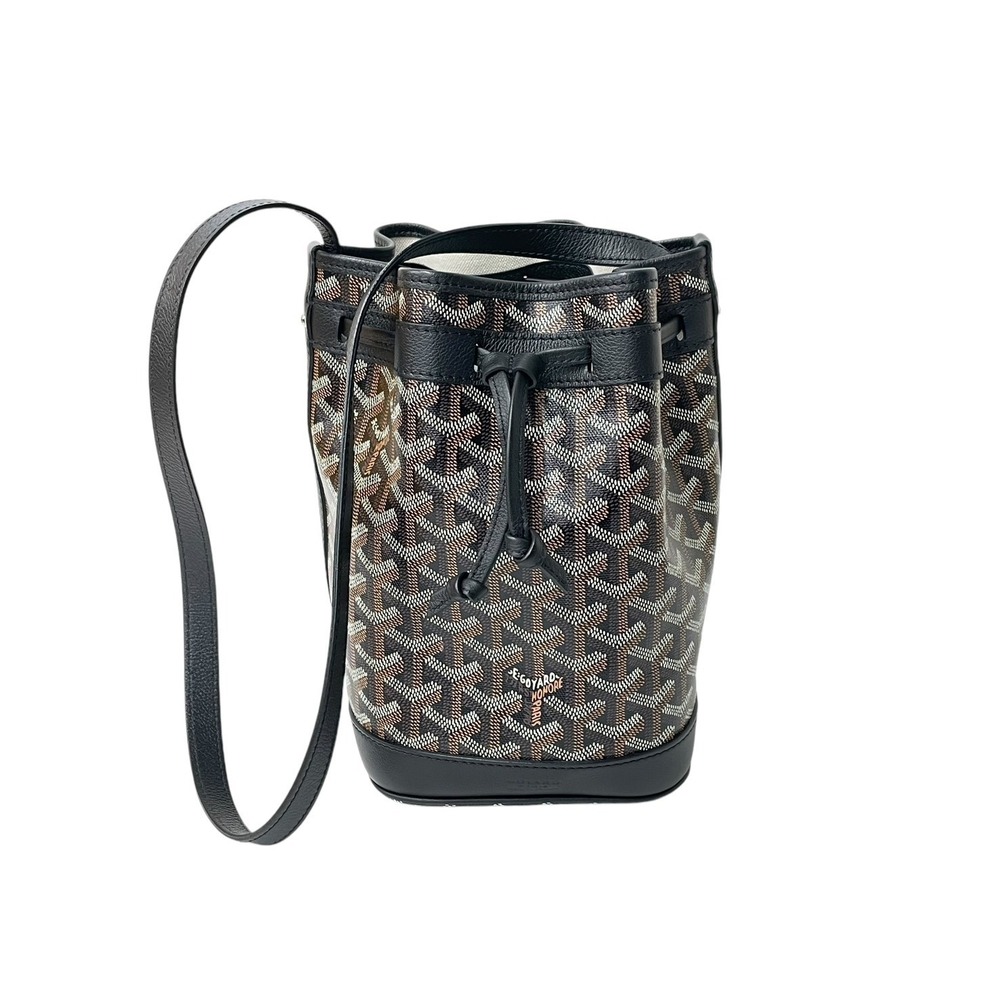 Goyard Leather Silver Bucket Shoulder Brown Flo Bag Drawstring Black